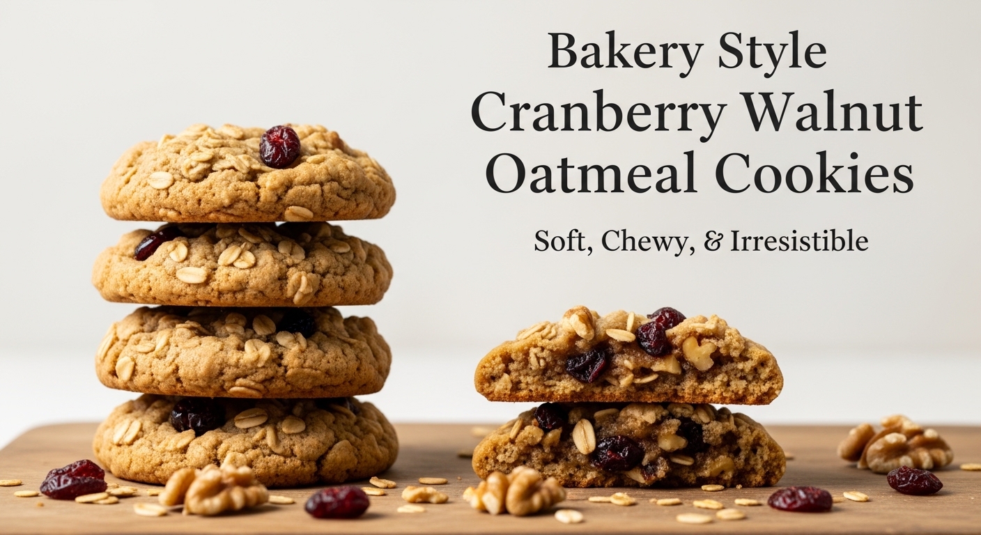 Bakery Style Cranberry Walnut Oatmeal Cookies