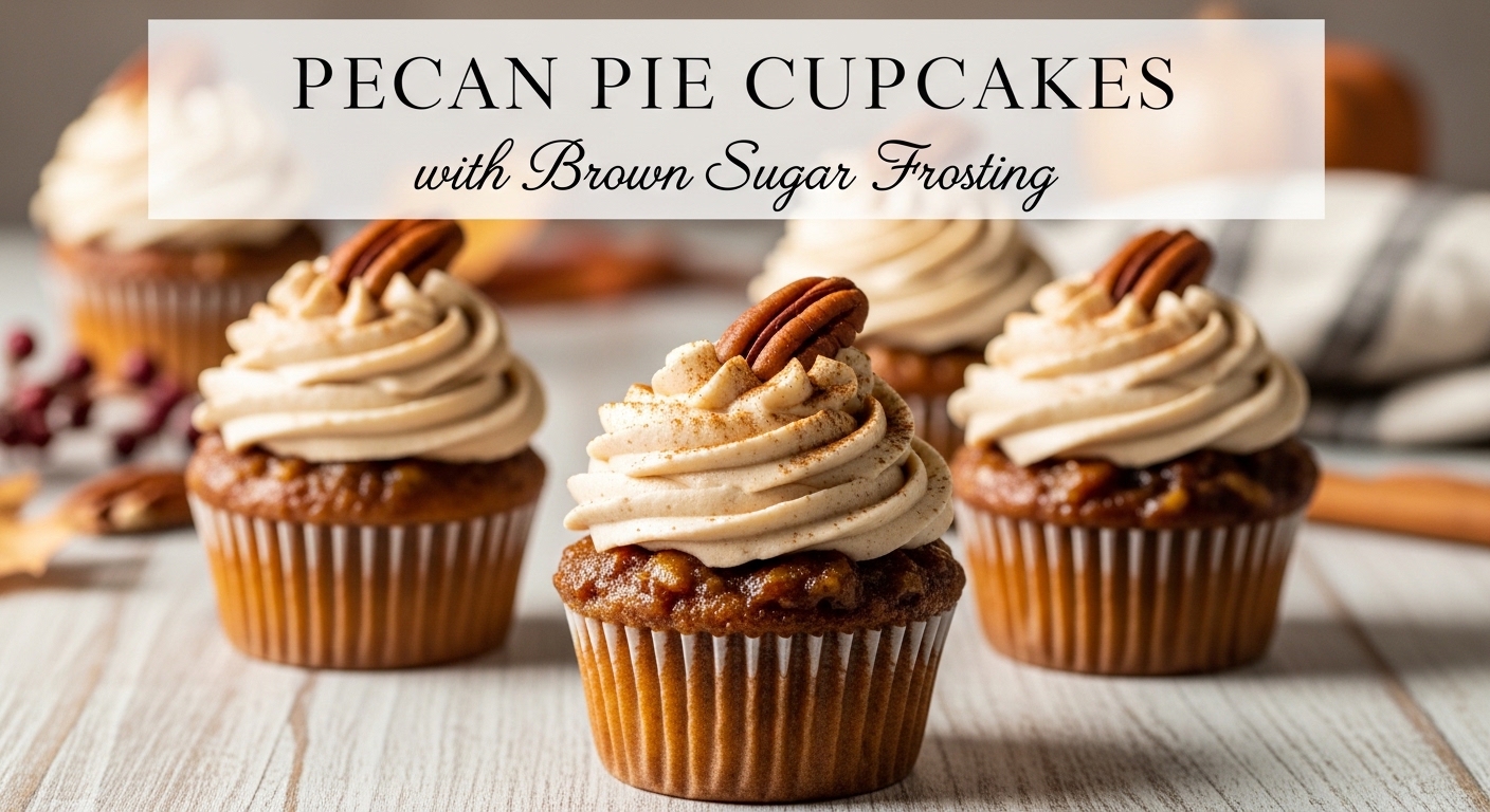 pecan pie cupcakes with brown sugar frosting